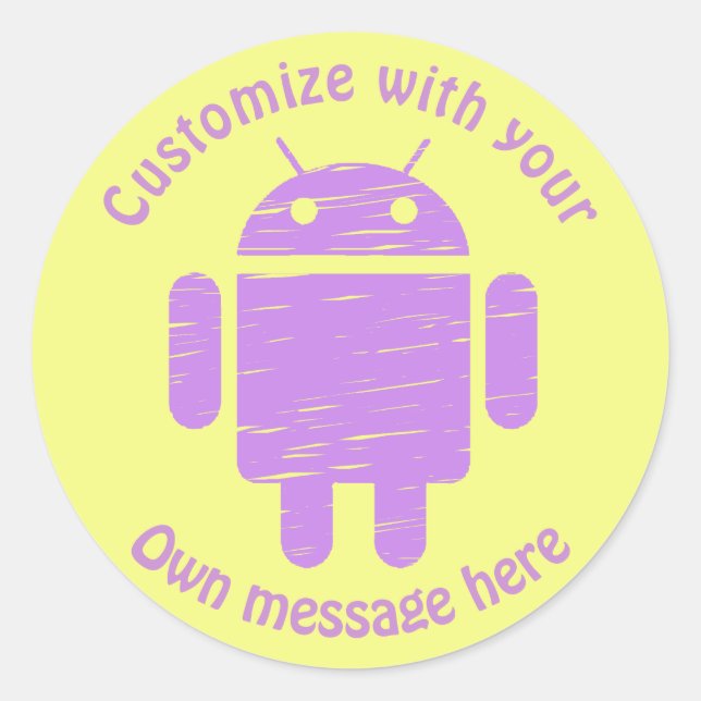 Purple Robot Custom Kids Birthday Classic Round Sticker (Front)