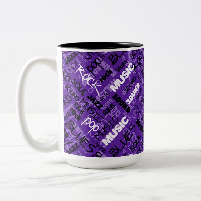 Purple Rock Pop R & B Music Two-Tone Coffee Mug (Left)