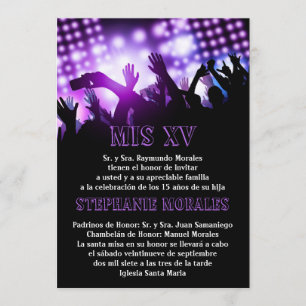 Purple Rock Star Quinceanera Birthday Invitation