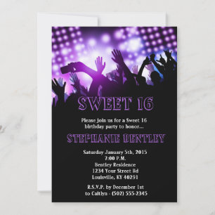 Purple Rock Star Sweet 16 Birthday Invitation