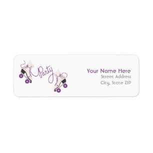 Purple Roller Skates Birthday Party Address Labels