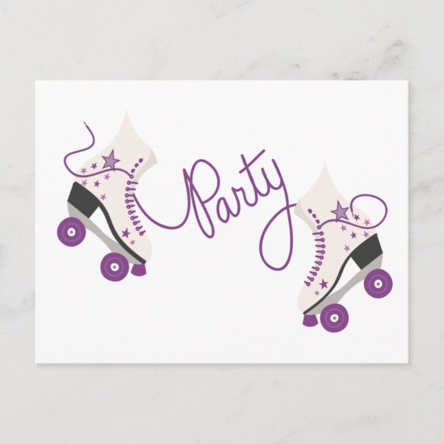 Purple Roller Skates Birthday Party Postcard (Front)