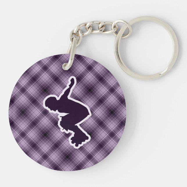 Purple Rollerblading Keychain (Back)