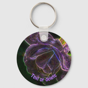 Purple Rose Abstract Art Flower Personalized Keychain