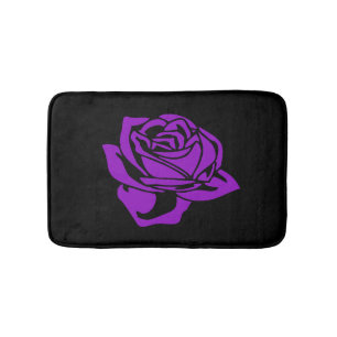 Purple Rose and Black Bath Mat