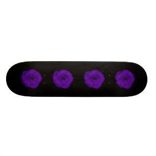 Purple Rose. Black Background. Skateboard
