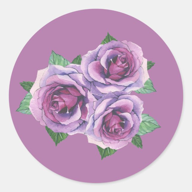 Purple Rose Bouquet Floral Stickers (Front)