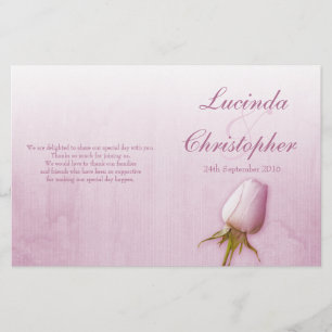 Purple rose bud lilac wedding programme