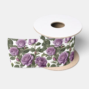 Purple Rose Budding Roses, Satin Ribbon