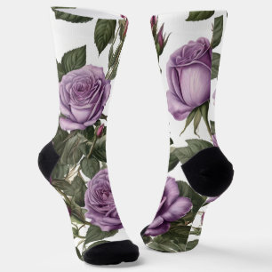 Purple Rose Budding Roses, Socks