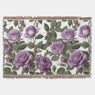 Purple Rose Budding Roses, Throw Blanket