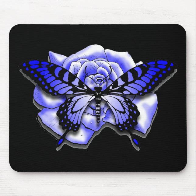 Purple Rose Butterfly Mousepad (Front)