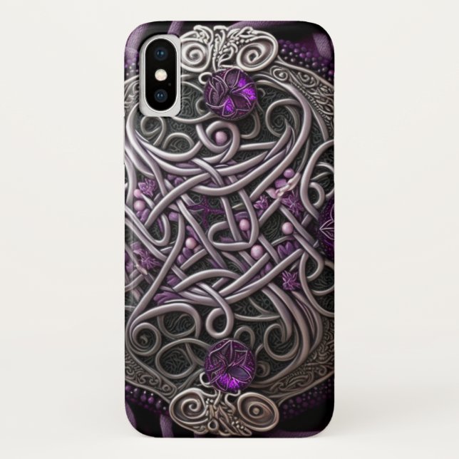 Purple Rose Celtic Knot Wrapping Paper Case-Mate iPhone Case (Back)