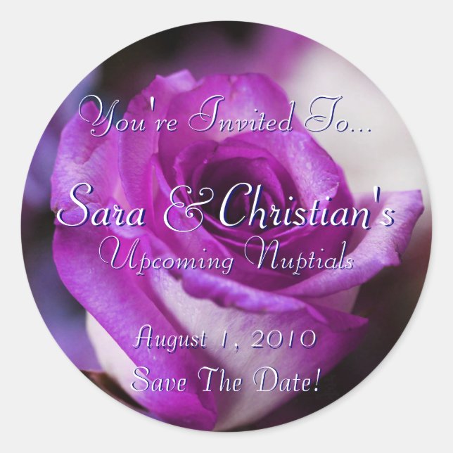 Purple Rose Classic Round Sticker (Front)