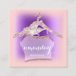 Purple Rose Cloth Hanger Fashion Boutique Square Business Card