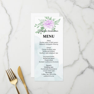 Purple Rose Eucalyptus Leaves Graduation Dinner Menu