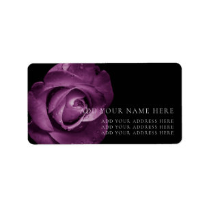 "PURPLE ROSE" FLORAL ADDRESS LABEL