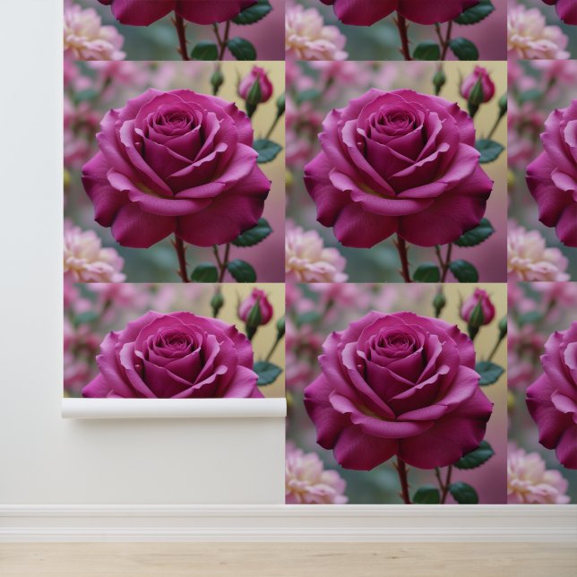  Purple Rose Floral Peel and Stick  Wallpaper (Application)