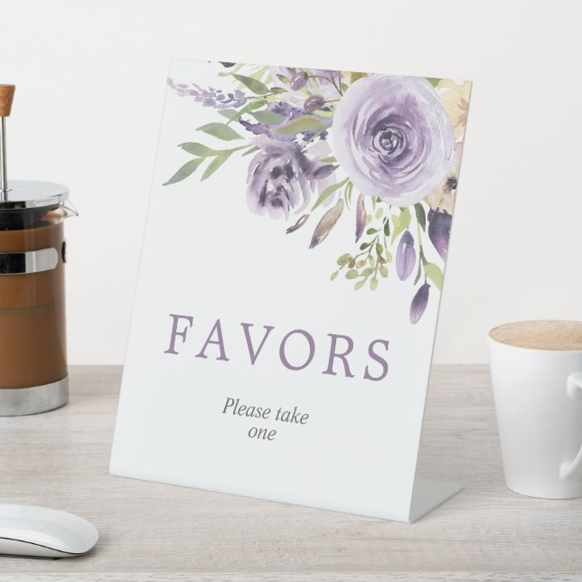 Purple Rose Floral Shower Favours Sign (In SItu)