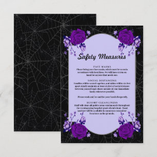 Purple Rose Floral Spiderweb Safety Measures Card