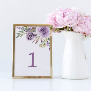 Purple Rose Floral Table 1 Wedding Table Number
