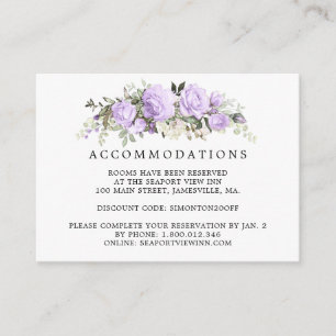 Purple Rose Floral Wedding Accommodation Enclosure Card