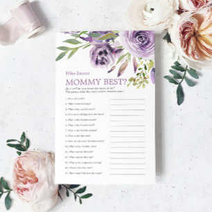 Purple Rose Floral Who Knows Mommy Best Game