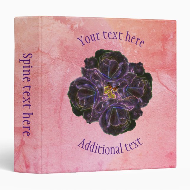Purple Rose Flower Bouquet Art Personalized Binder (Front/Spine)