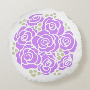 Purple rose flower bouquet round pillow