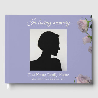 Purple rose funeral guest book