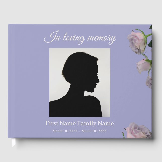 Purple rose funeral guest book (Front)