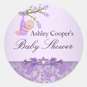 Purple Rose Garden Baby Shower Sticker