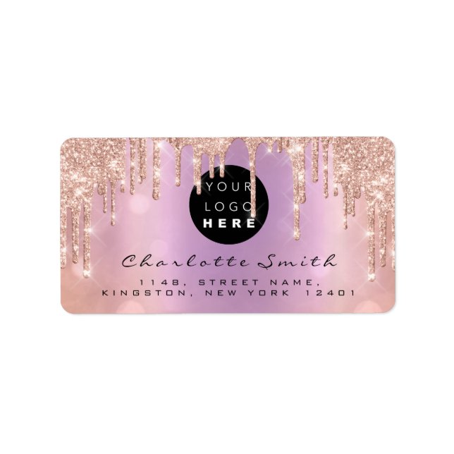 Purple Rose Glitter Drips Online Shop Custom Logo Label (Front)