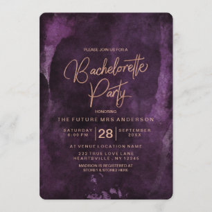Purple & Rose Gold Bachelorette Party Invitation