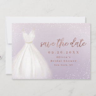Purple Rose Gold Elegant Dress Save The Date