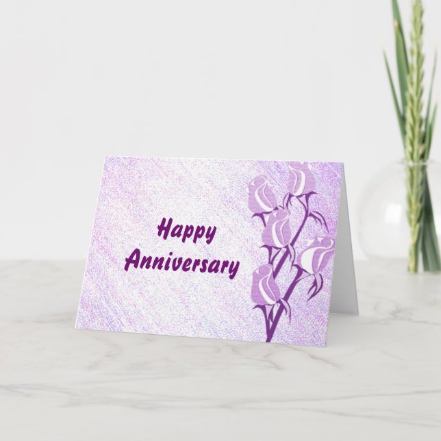 Purple Rose Happy Anniversary Card (Front)
