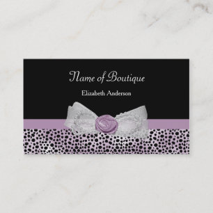 Purple Rose Lace Bow With Cheetah Pattern Business Card