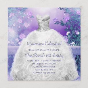 Purple Rose Lavender Purple Quinceanera Invitation
