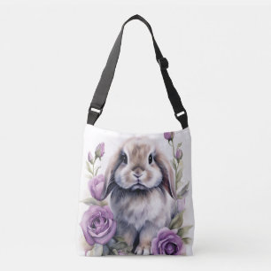 Purple Rose Lop Bunny Rabbit Crossbody Bag