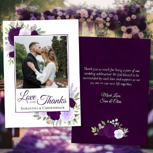 Purple Rose Love & Merci avec Note Photo Mariage