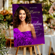 Purple Rose Obituary Funeral Memorial Service Sign