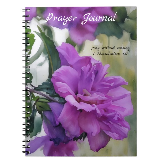 Purple Rose of Sharon Flower Art Prayer Journal (Front)