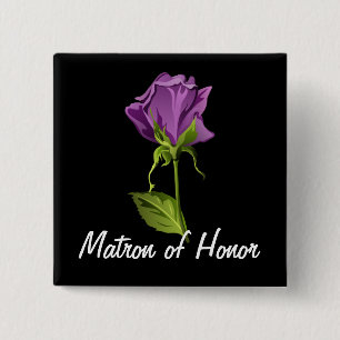 Purple Rose on Black 2 Inch Square Button