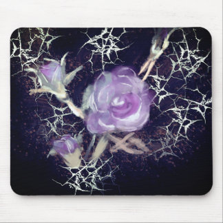 Purple Rose on Black Background Mouse Pad