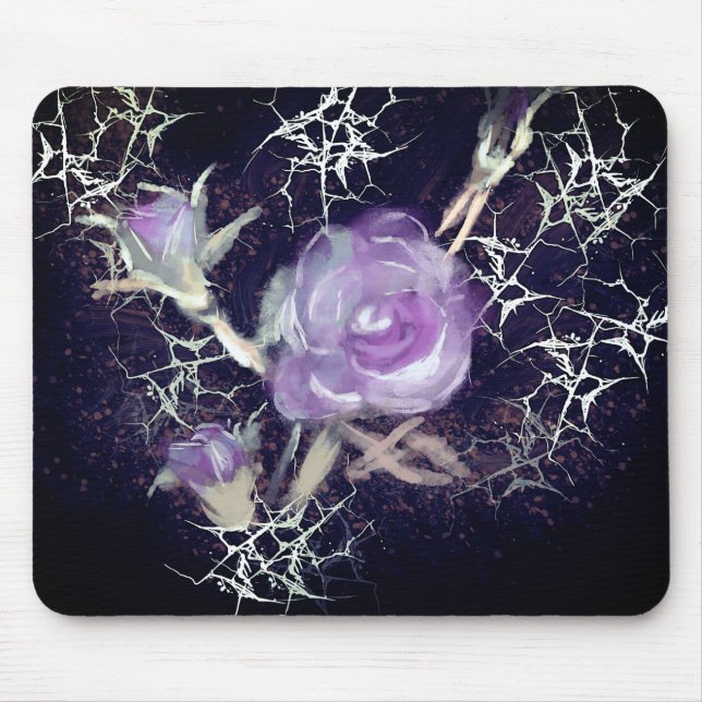 Purple Rose on Black Background Mouse Pad (Front)
