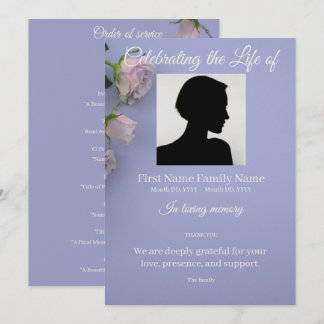 Purple rose order of service invitation