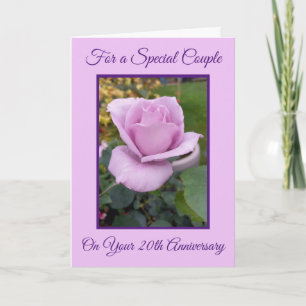 Purple Rose Personalised 20th Wedding Anniversary Card