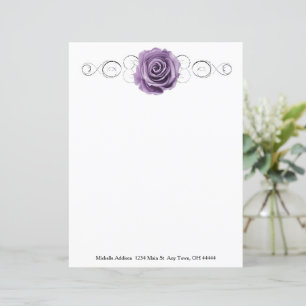 Purple Rose Personalized Paper Sheet
