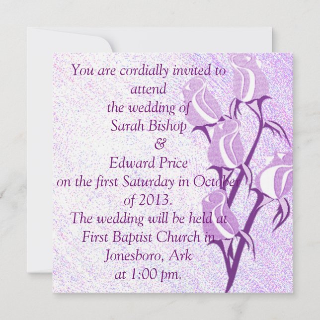 Purple Rose Personalized Wedding Invitations (Front)