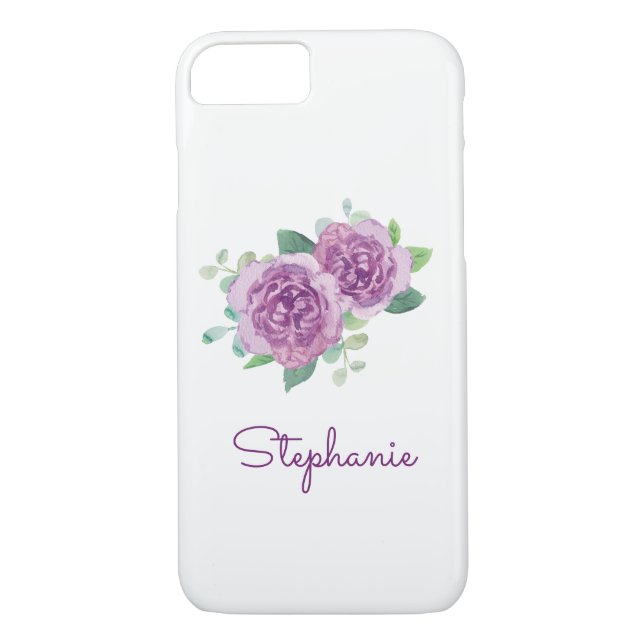 Purple Rose Pretty Watercolor Case-Mate iPhone Case (Back)
